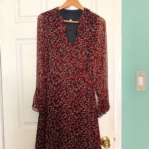 Anna Sui, Wrapped Bohemian Silk Chiffon Dress SIZE 6